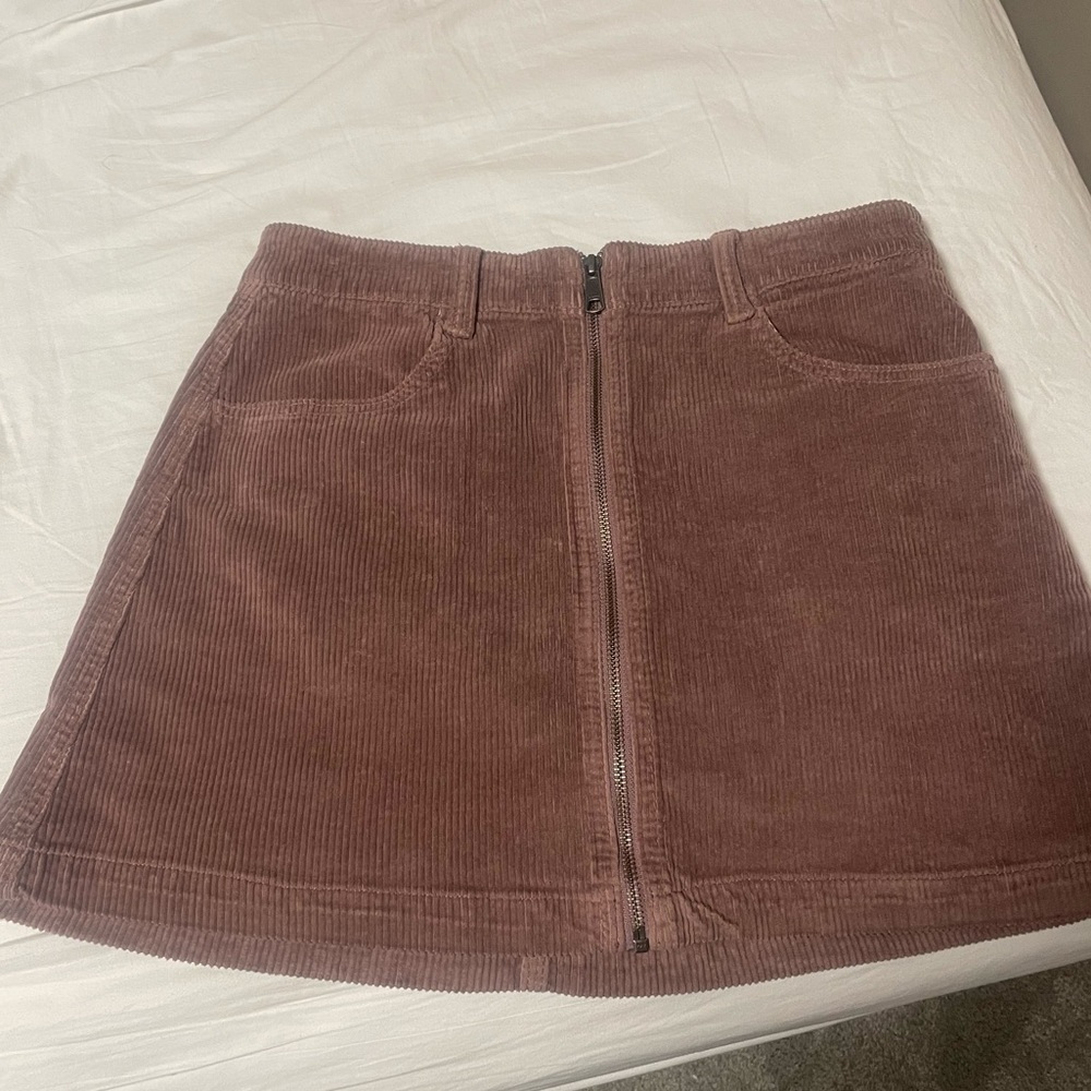 American Eagle Pink Mauve Courderoy Mini Skirt Zipper Front Size 8